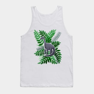 Dinosaur & Leaves - Jungle Green Tank Top